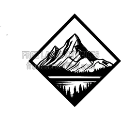 Mountain Lake Scene Laser Cut File, Nature Layered Decor
