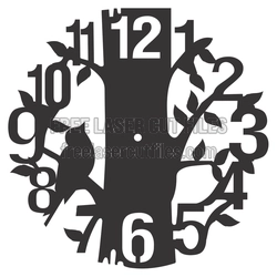 Tree Branch Wall Clock Template with Numbers, Laser Ready