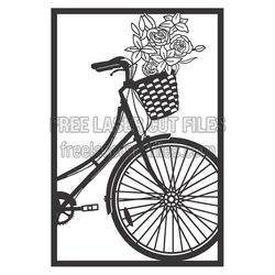 Vintage Bicycle Flower Basket Laser Cut Wall Art
