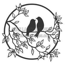 Birds on a Branch Floral Circle Laser Cut Design