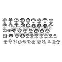 Decorative Tree Silhouette Set for Laser Cutting