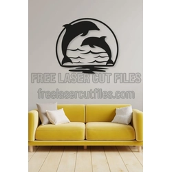 Metal Dolphin Wall Art Template for Laser Cutting