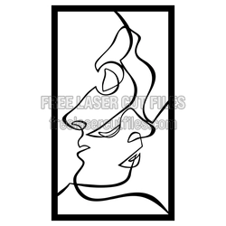 Modern Couple Line Art Laser Cut Decor Template