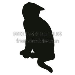 Seated Cat Silhouette Laser Cut File, Ready to Cut
