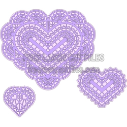 Set of Three Heart Templates for Laser Cutting