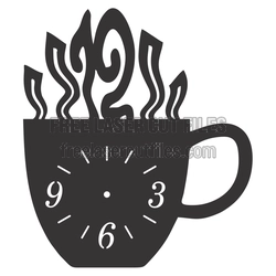 Steaming Coffee Cup Clock Laser Cut File, Ready to Cut