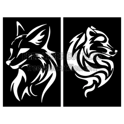Stylized Fox Head Vector Template for Laser Cutting