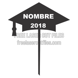 Graduation Cake Topper with Name and Year, Laser Ready