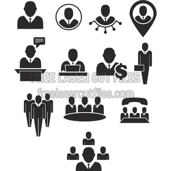 Meeting Icon Set Template for Laser Cutting