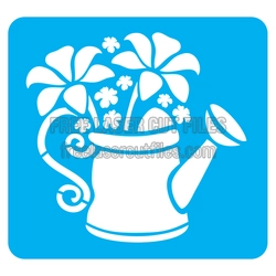 Potted Flower Watering Can Laser Cut Stencil Design