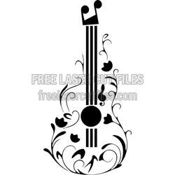 Tattoo-Style Guitar Vector Template