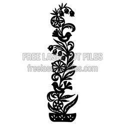 Vertical Floral Bird Decorative Screen Panel, Laser Ready
