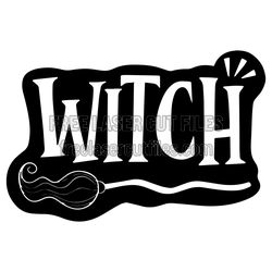 Witch Halloween Laser Cut Sign with Broom Design