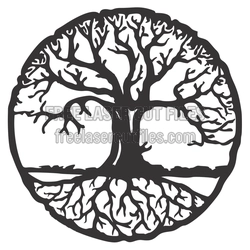 Circular Tree Silhouette Laser Cut Design for DIY Decor