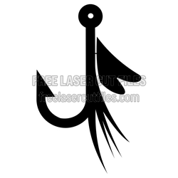 Fishing Hook Clipart Vector Design for Laser Cutting