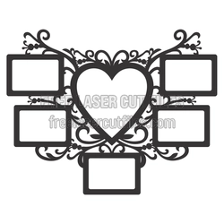 Heart Collage Photo Frame Laser Cut Design