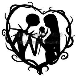 Jack and Sally Heart Silhouette Laser Cut File
