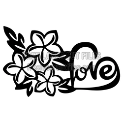 Love with Flowers Laser Cut Design, Free DXF File