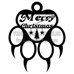 Merry Christmas Dog Paw Ornament Laser Cut File