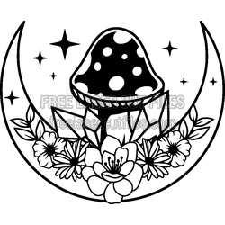 Mystical Mushroom Moon Floral Celestial Laser Cut Design