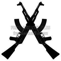 Crossed Rifle Silhouette Laser Cut Vector Design