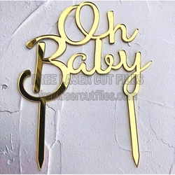 Gender Reveal Cake Topper with "Oh Baby" Text