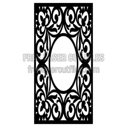 Ornamental Floral Door Panel Template with Oval Center