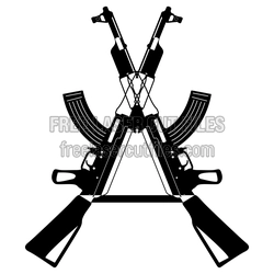 Crossed Rifle Silhouette Laser Cut Design, Ready to Cut