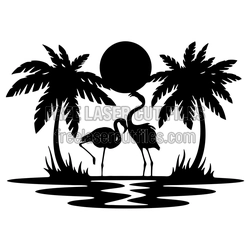 Flamingo Sunset Scene Laser Cut File, Ready to Cut