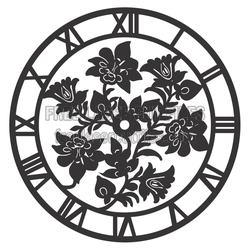 Floral Roman Numeral Wall Clock Laser Cut File