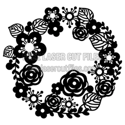 Floral Wreath Laser Cut Design for DIY Decor