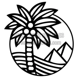 Palm Tree Pyramid Scene Clipart, Ready to Cut Vector
