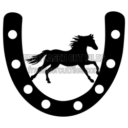 Running Horse Horseshoe Sign Art, Free Laser Cut File