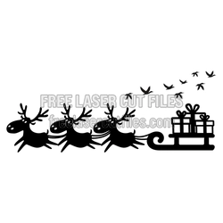 Santa Sleigh with Reindeer and Gift Boxes SVG Cut File