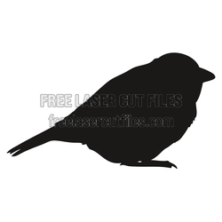 Sitting Songbird Silhouette Laser Cut File, Ready to Cut