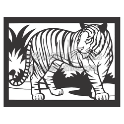 Tiger Laser Cut Frame Design, Ready to Cut Decor