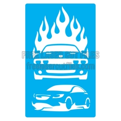 Flaming Car Stencil Ready to Cut for Laser Projects