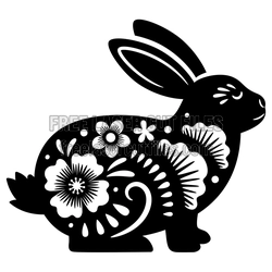 Floral Bunny Clipart SVG for Laser Cutting