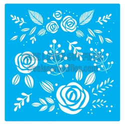 Floral Stencil Set with Roses and Leaves, Laser Ready