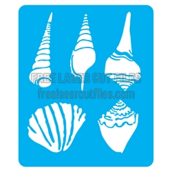 Seashell Stencil Set for Laser Cutting, Ready to Cut