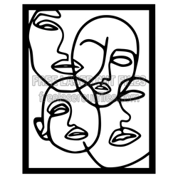 Abstract Faces Line Art Ready to Cut Laser Design