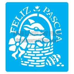 Easter Bunny Stencil with Basket, Ready to Cut File