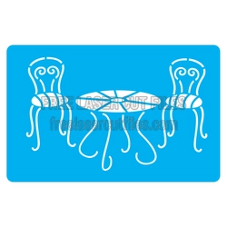 Elegant Chair and Table Stencil Design for Laser Cutting
