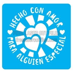 Hecho con Amor Heart Stencil Design for Laser Cutting