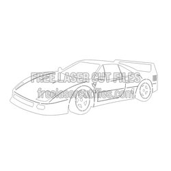 Sports Car Silhouette Template for Laser Cutting