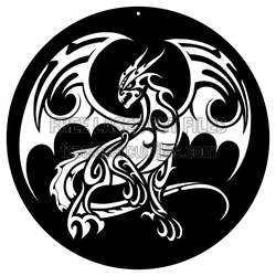 Tribal Dragon Round Sign Ready to Cut Laser File