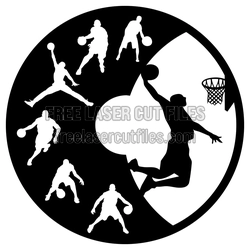 Basketball Player Silhouette Vinyl Record Wall Clock Template