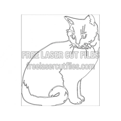 Cat Silhouette Vector Template for Laser Cutting