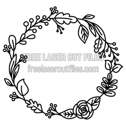 Floral Wreath Laser Cut Design, Ready to Cut Decor Template