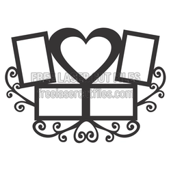 Ornate Heart Multi Photo Frame Laser Cut Design